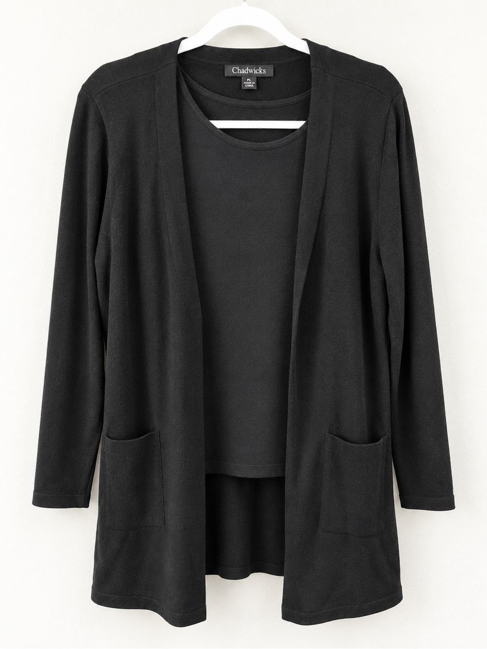 Chadwicks Women's Black Open-Front Sweater Cardigan (Twin set)